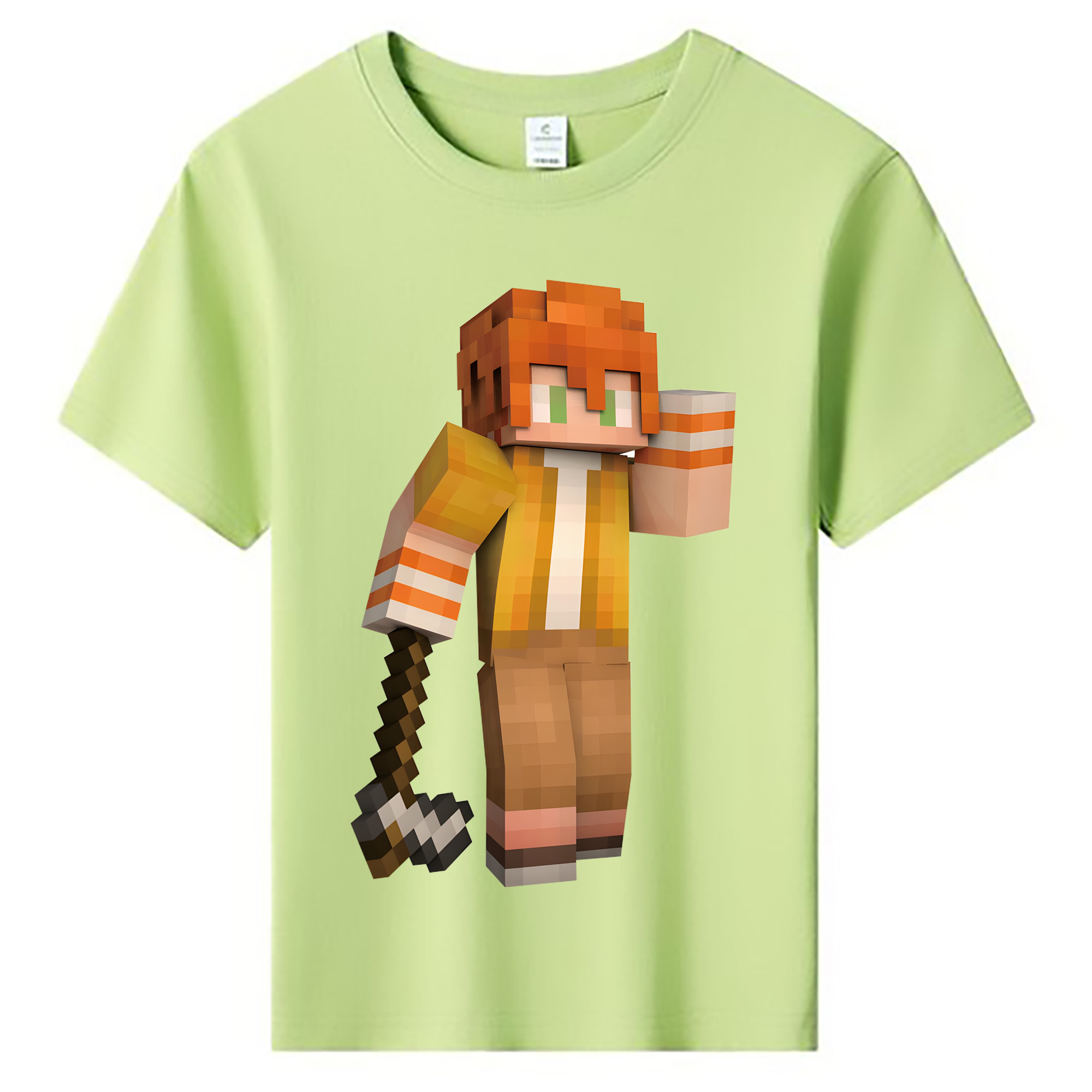 （画像用） マインクラフト ブロックの世界 Minecraft MC Block world 綿100％キッズTシャツ（フロントプリント）